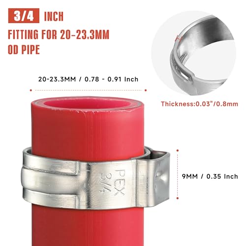 AKIHISA 114Pcs 3/4 Inch PEX Crimp Rings, 304 Stainless Steel PEX Clamps PEX Fittings for Pex Tubing Pipes by AKIHISA - Image 2
