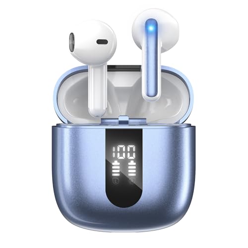 JBES Ecouteurs Bluetooth sans Fil, Écouteurs sans Fil Bluetooth 5.4, 6 Micro ENC Anti Bruit, Basses Puissantes, 60H de Lecture, étanchéité IP5, Oreillette pour iphone Android (Bleu Profond)