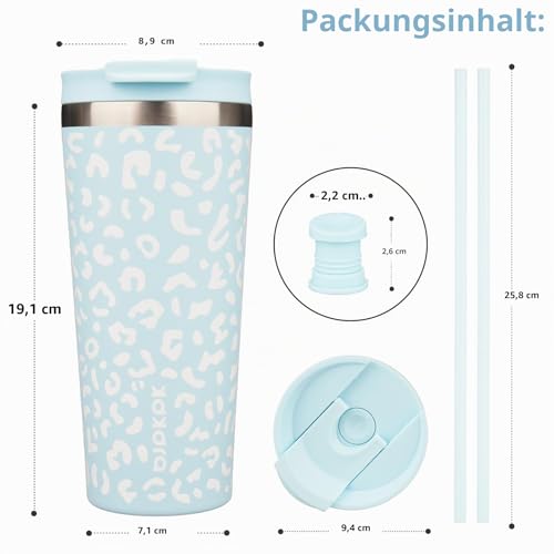 BJPKPK 650 ml Isolierter Edelstahl-Becher mit Deckel und Strohhalm – Ansicht 2