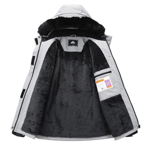 Image of MOERDENG Women's Ski Jacket Waterproof Warm Winter Coat Hooded Snowboarding Jacket Versatile for Hiking & Winter Activities