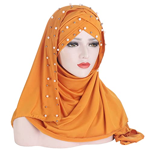Girls Hijab Scarf with Beads Muslim Hijab Long Turban Head Scarf Shawl Wrap for Women2