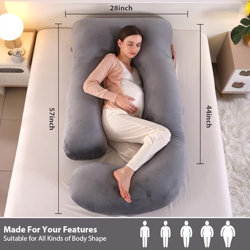 Image of Victostar Pregnancy Pillow,57 inches U Shaped Maternity Pillow with Removable Cover Full Body Pillow Support for Back, HIPS, Legs, Belly