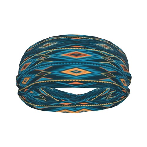 Qchaor Native American Southwestern Navajo Art Fashionable Sports Decoration, Sweat Resistant Headband, Hair Band, Breathable Sweat Wicking Fitness Equipment Headbands for Women Men, Black