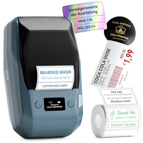 NIIMBOT M2 Etikettendrucker Bluetooth Label Printer Etikettiergerät Thermotransfer Beschriftungsgerät Unterstützt Farbdruck Selbstklebend Sticker Drucker für Büro Zuhause Schule Dunkelblau