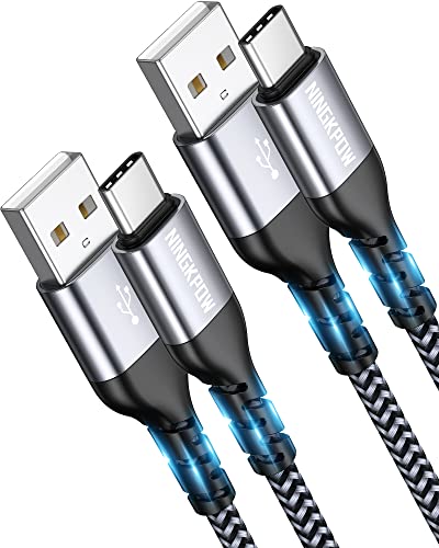 NINGKPOW Câble USB C Court, [50CM/Lot de 2] 3.1A Cable USB C Charge Rapide Nylon Tressé Chargeur Type C pour Samsung Galaxy S22 S21 S20 S10 S9 S8 A12 A21 A51, Huawei P50 P40, Redmi Note 10 9 8-Gris Cover