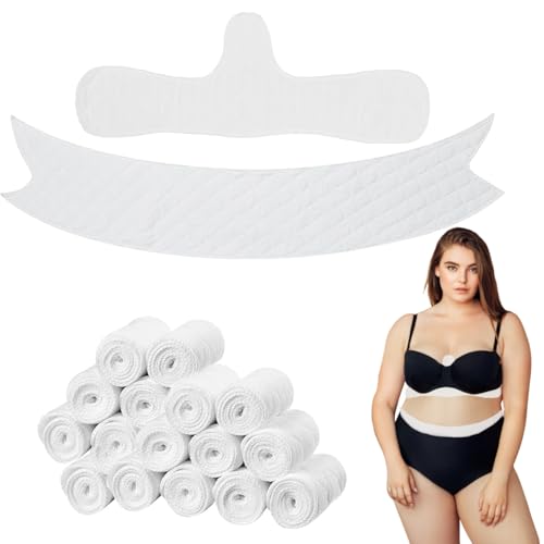 16Pack Cotton Under Bra Sweat Liners + Under Belly Sweat Liners Set 3-Layers Reusable Tummy Liners for Skin Folds Cool Support Prevent Irritation and Redness Washable Bra Liners for Sweat for Women