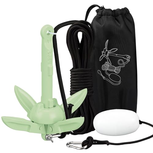 Image of MorningRo 1 Pack 1.5 /3.5 lb Marine Kayak Anchor Kit with 40ft Rope and Buoy Folding Grapnel Boat Anchor Kit Kayak Fishing Accessories for Small Boats, Canoe, SUP Paddle Boards