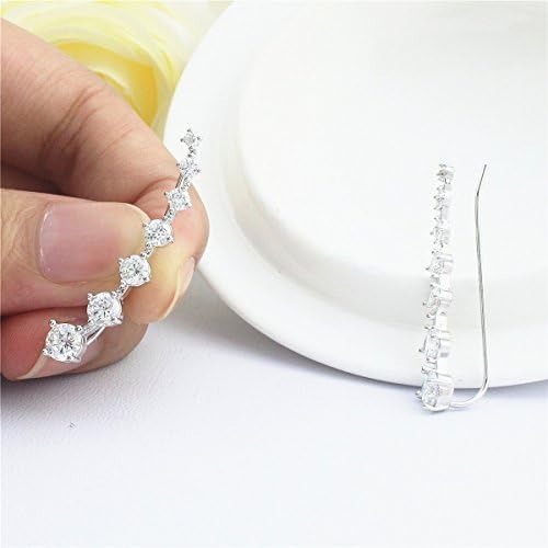SELOVO Women's Girls 925 Sterling Silver Cuff Wrap Earrings Ear Climber Cubic Zirconia