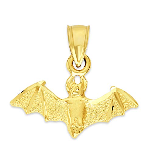 10k Real Solid Gold Vampire Bat Pendant for Necklace, Gothic Jewelry Gifts for Halloween