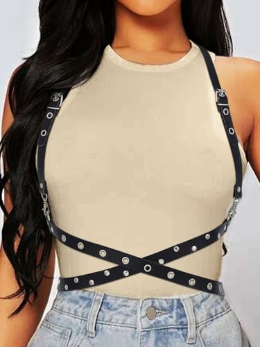 Leather Harness Belt Fashion Rave Black Body Accessories for Women2