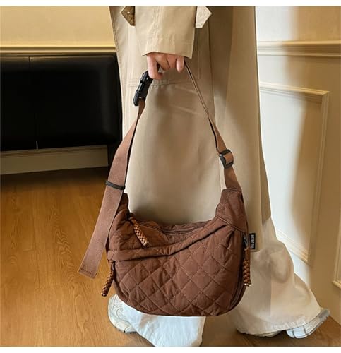 Image of Crescent Shoulder Bag Nylon Crossbody Bag for Women Nylon Hobo Bags Slouchy Sling Purse Dumpling Bags