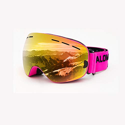 Gafas de esquí anti-vaho y anti-UV con marco de TPU flexible rosa