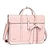 MOSISO Laptop Bag for Women, 13-14 inch PU Leather Laptop Shoulder Bag Convertible Backpack, 13.3 inch Messenger Bag Casual Handbag Work Briefcase Travel Computer Bag with Bowknot, Pink