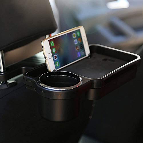Image of Oshotto (FT-04) Foldable Car Auto Headrest Rear Back Seat Table Drink Food Cup Tray Holder Compatible with Jaguar XF /XS - Black