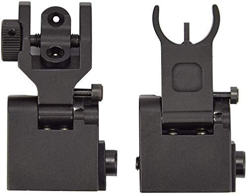 Gocheer Tactical Flip Iron Sight es Compatible con los rieles Picatinny y Weaver, Conjunto de Soporte de mira Delantero y Trasero Negro