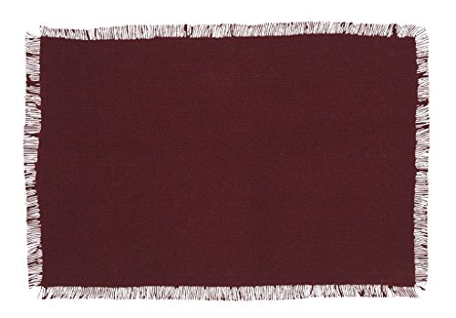 Burlap Merlot Placemat Set of 2 Fringed 12x18