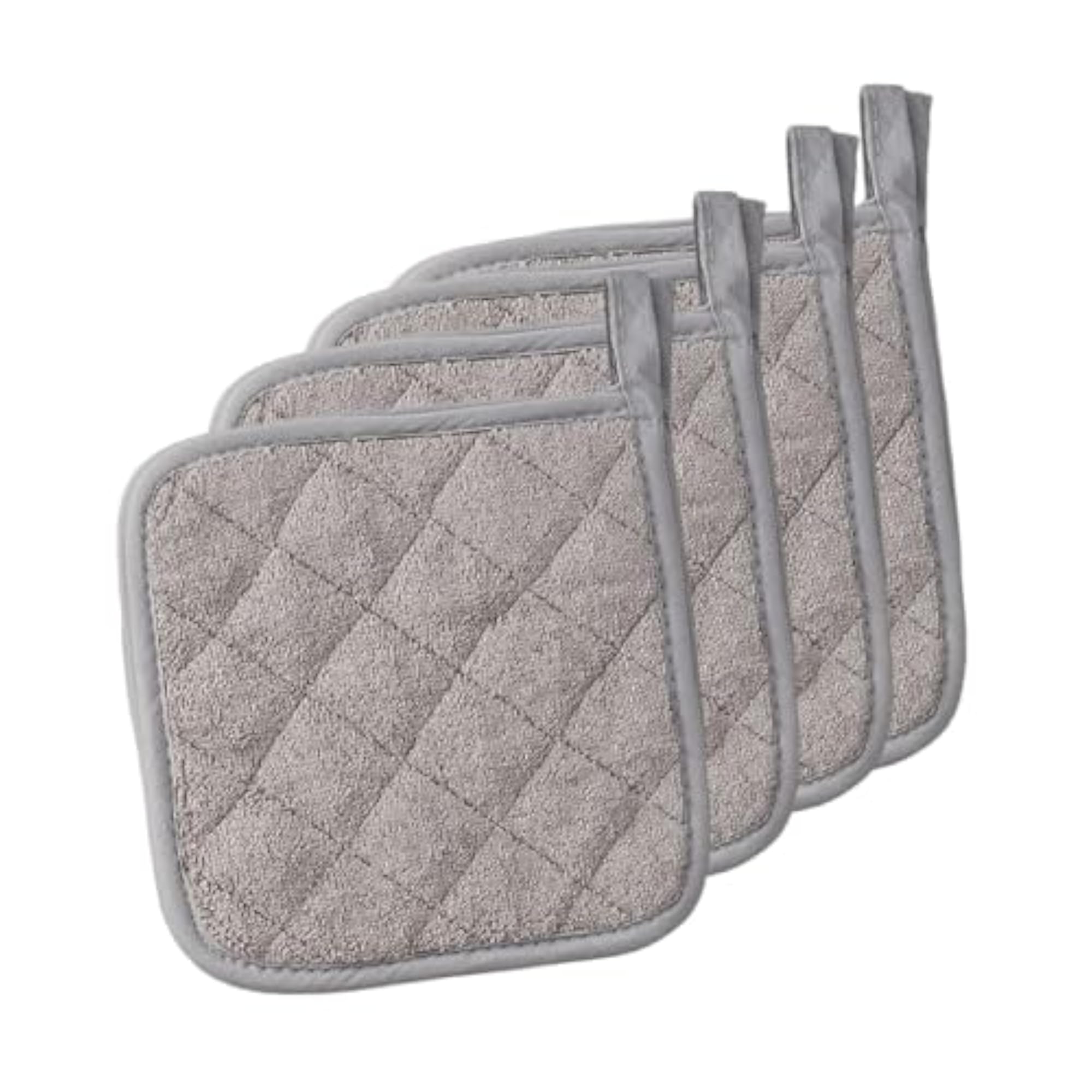 4 Pieces Kitchen Pot Holders Machine Washable Gray