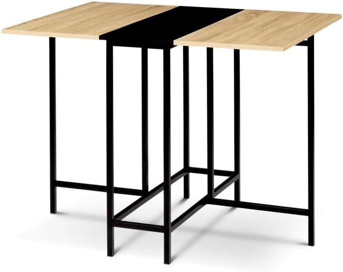 IDMarket Table Console Pliable EDI 24 Personnes façon hêtre et Noir