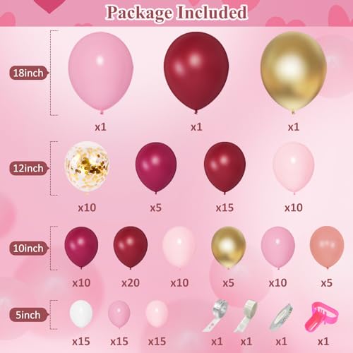 Amandir 162Pcs Burgundy Balloon Garland Arch Kit - image 3