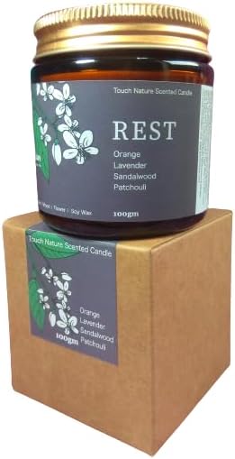 Touch Nature 4R Series Essential Oil Scented Soy Wax Jar Candle in Craft Box - 100gm (Rest)