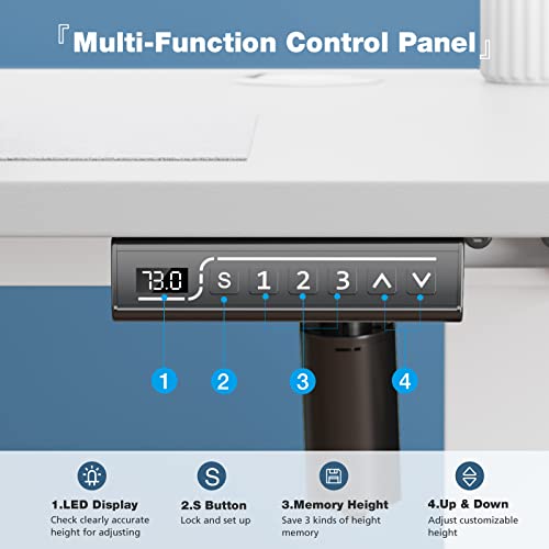 Electric Standing Desk - Height Adjustable Desk, 40 X 24 Inches Ergonomic Stand Up Desk With Memory Preset, Sit Stand Computer Home Office Desk Standing Table With T-Shaped Metal Bracket, White #TOP3