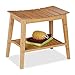 Relaxdays Sgabello da Bagno con Ripiano, Mobiletto in bambù, 45 x 51,5 x 34 cm, Sgabellino per Corridoio, Marrone Chiaro immagine