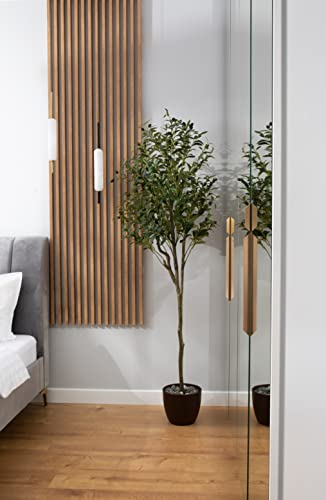 Povy 6Ft (71”) Artificial Olive Tree Tall Fake Tree Potted With Planter Branches And Fruits, Suitable For Modern Living Room House Office Housewarming Party Home Indoor Decor #TOP4