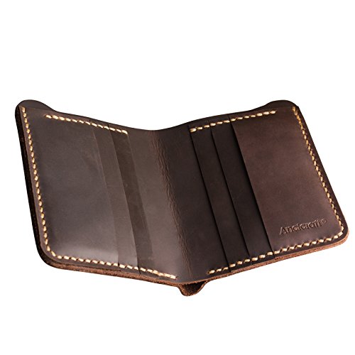 Ancicraft Wallets For Men Leather Bifold Handmade Vintage Dark Brown Stitch by Hand Gift for Him4