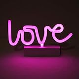 LoveNite Neon Indoor Night Light, Battery Operated & USB Powered Glowing Neon Decorative Sign LED Light for Room Party Festival Decorations (Pink)