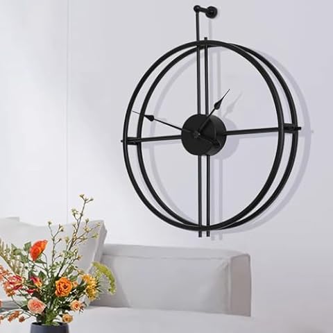 Eruner 24 Inch Black Slient Wall Clock Battery Operated,Large Non-Ticking Modern Wall Clock for Living Room Bedroom Kitchen Bathroom Office Home Farmhouse Decor Cover
