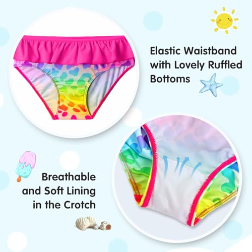 Toddler Bathing Suits for Girls Size 4t 5t Rainbow Leopard Long Sleeve Swimsuits Tankini Sets Beach Swimwear4