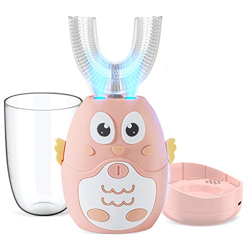 Kids Sonic Electric Toothbrushes,Children's Rechargable Electric Toothbrushes,3 Clearing Modes,IPX7 Waterproof,toothbrush With U-Shaped Brush Head for Toddler Girls Age 2-6 Years
