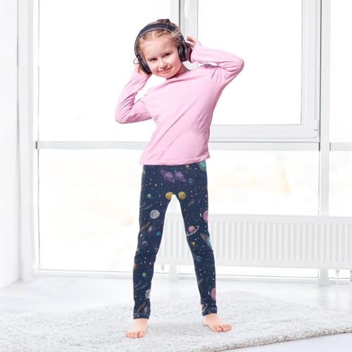Boccsty Colorful Planets Stars Comets Girls Leggings Kids Yoga Pants Dance Active Tights 4T4