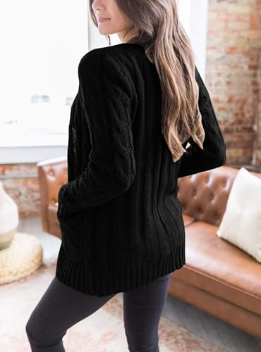 PRETTYGARDEN Women's Open Front Cardigan Sweaters Fall Fashion Button Down Cable Knit Chunky Winter Clothing Outerwear Coats2