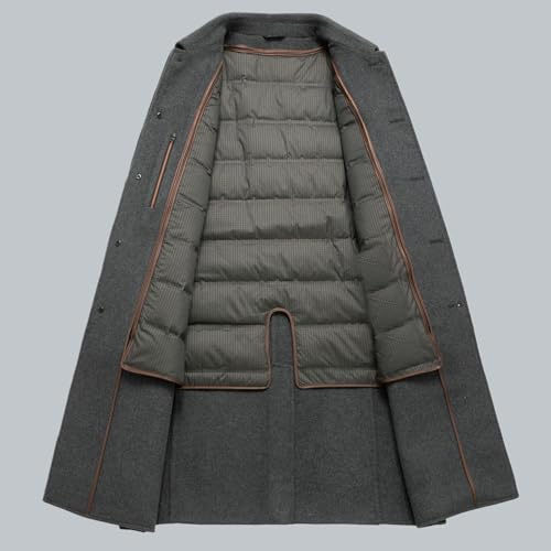 Gabardina de lana larga para hombre con forro cálido de invierno 6