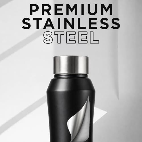Image of Speedex Customised Stainless Steel Water Bottle 1 Ltr with Engraved Name - Personalised Screw Lid Bottle for Kids, Men & Women, School, Office, Gym, Black, Set of 1