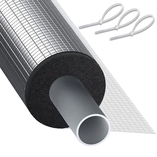 フォームパイプ 保温チューブ 屋内および屋外の水道管用 エアコン 配管 セルフシール パイプ断熱材 水道管凍結 保護、防水、耐熱、絶縁、凍結防止、内径16?110mm アルミホイル 保温チューブ(110mm x 20mm x 95cm)