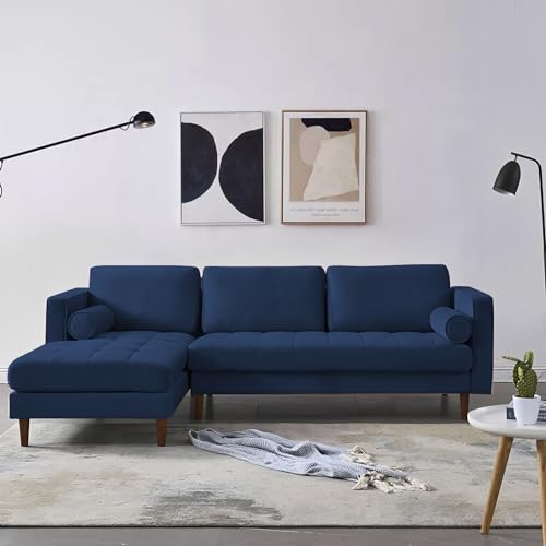Image of Lezra LHS 4 Seater L Shape Sofa Set for Living Room (Blue Fabric) Premium Fabric Sofa