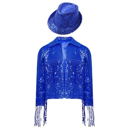 Loyan Children Girls Modern Hip-hop Jazz Street Dance Tops Sequins Cardigan Cropped Jacket Bolero Shrug3