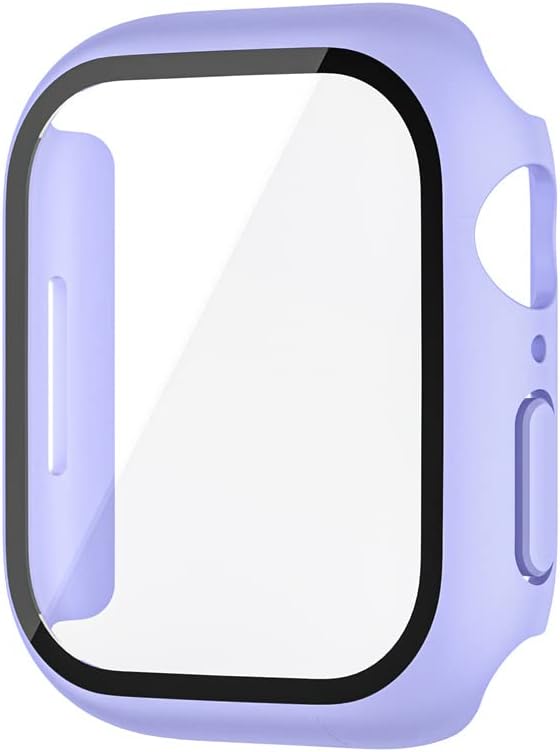 SUIMUMU Compatible with Apple Watch Series 7 41mm 45mm Case with Tempered Glass Screen Guard Protector Full Hard Ultra-Thin Scratch Resistant Bumper Protective Cover for IWatch 7 (41mm,#10-Purple)