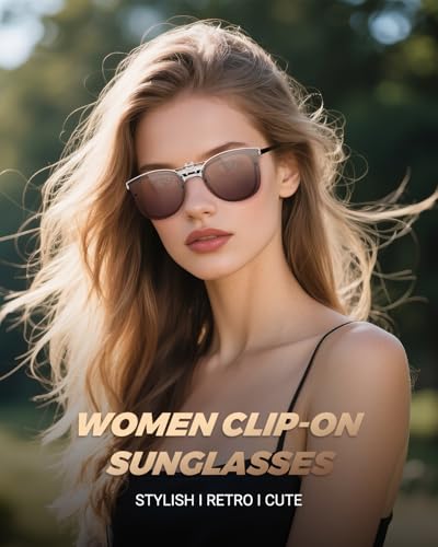 LUFF Polarized Women Clip-On Driving Sunglasses With Flip Up Function-Suitable, Vintage Cat Eye Outdoor Sunglasses for Ladies2