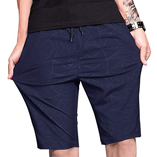 LTIFONE Mens Shorts Gym Training Bodybuilding Exercise Shorts Lightweight Quick Dry Spandex Mens Active Workout Shorts Athletic Summer Shorts(Blue,XXL)