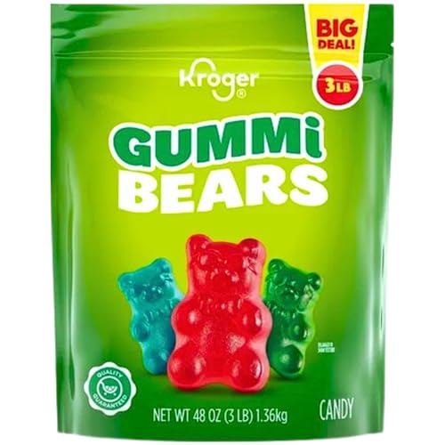 Gummi Bears Candy, Assorted Fruit Flavored, 48 oz Bag, Soft and Chewy, Colorful, for Snacking and Parties