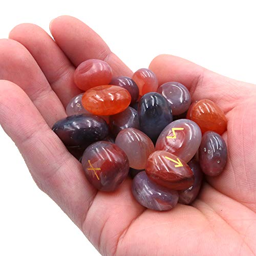 Namvo 25pcs Energy Dvining Stones with A Bag, Gemstone Runes with Engraved Lettering and Pouch - Image 4