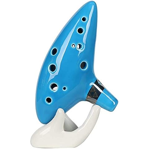 12 Hole Ocarina Legend of Zelda Alto C Sky Blue for Any Level Available from Elrido Ceramic Ocarina Music Instrument Gift Idea Comes with Durable Bag Protection- 5 pieces set Cover