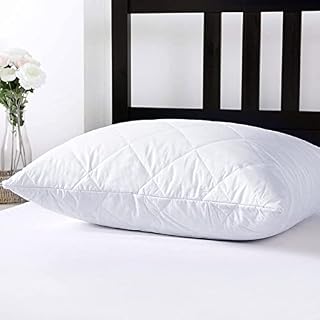 Imperial Rooms Standard Pillows (1 Pack) - Hotel Quality Firm Pillow with Quilted Cover - Premium Soft Hollow-Fiber Filled Down Alternative Bed Pillow for Back, Stomach and Side Sleeper
