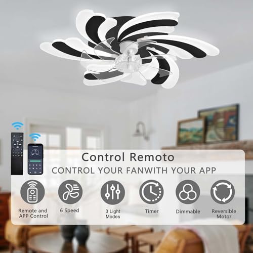 Ventilateur de plafond avec éclairage intensité variable et télécommande noir