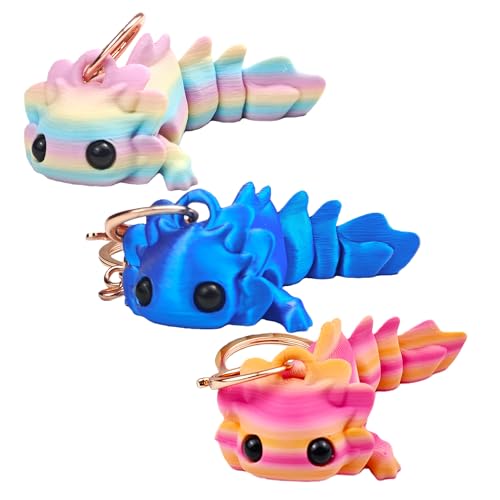 Planiflex 3D Printed Articulating Axolotl Cute Axolotl Axolotlm Keychains Flexible Funny Gifts for Women Men