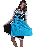 Alpenmärchen 3tlg. Dirndl-Set - Trachtenkleid, Bluse, Schürze, Gr.36, schwarz-türkis, ALM464