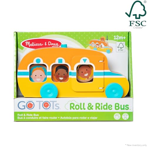 Image of Melissa & Doug GO Tots Wooden Roll & Ride Bus with 3 Disks School Bus Toys for Babies and Toddlers - FSC-Certified Materials (Pack of 6)